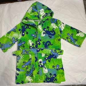 Steve Swim Boys Bath Robe Hooded Terry Kids Swim Coverup Green Gecko XS size 3/4